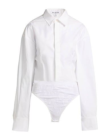 ALAÏA TOPWEAR White 100% Cotton, Nylon, Elastane