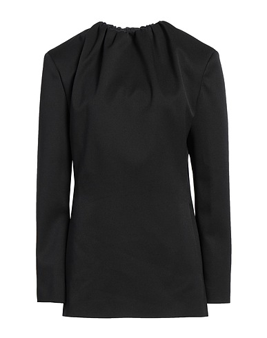 MM6 MAISON MARGIELA 탑 & 티셔츠 블랙 54% 폴리에스테르, 44% 버진 울, 2% 엘라스테인