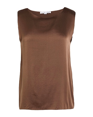 SHIRT C-ZERO Top Chocolate brown 94% Silk, 6% Elastane
