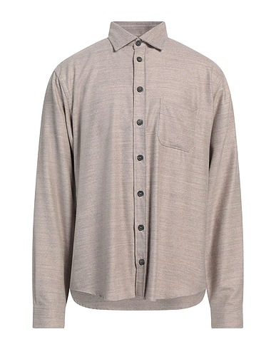 SEASE Patterned shirt Taupe 100% Virgin Wool