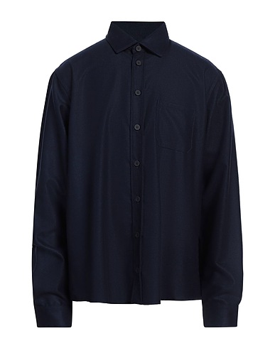 SEASE Camicia fantasia Blu navy 100% Lana Vergine