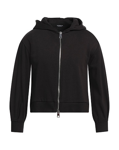 DONDUP Hooded track jacket  Black 88% Cotton, 12% Polyester