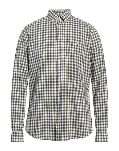 BARBOUR Checked shirt Military green 70% Cotton, 30% Linen