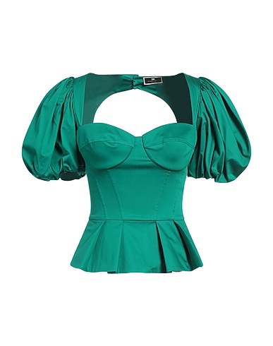 ELISABETTA FRANCHI Top Emerald green 98% Cotton, 2% Elastane