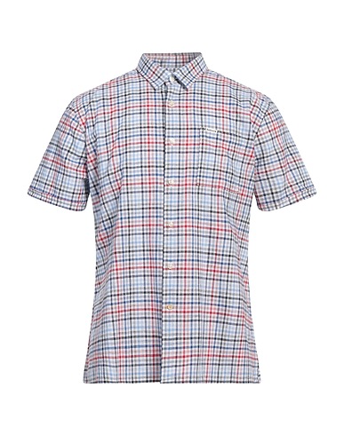 BARBOUR Checked shirt Sky blue 55% Linen, 45% Cotton