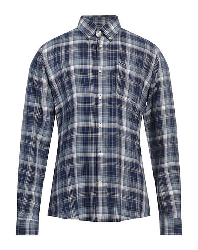 BARBOUR Checked shirt Midnight blue 70% Lyocell, 30% Linen