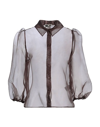 ELISABETTA FRANCHI Solid color shirts & blouses Dark brown 100% Polyester