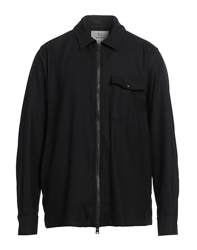 WOOLRICH Solid color shirt Midnight blue 100% Virgin Wool