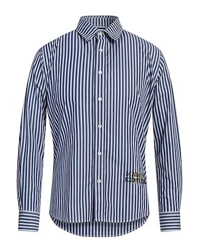 MAISON KITSUNÉ Gestreiftes Hemd Marineblau 100% Baumwolle