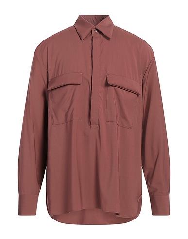 PT Torino Solid color shirt Chocolate brown 100% Virgin Wool