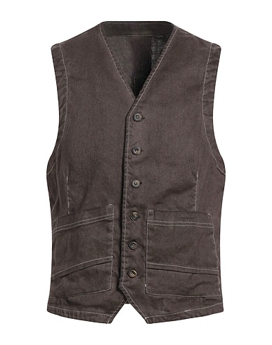 MESSAGERIE Waistcoat PATRIZIO PISCAGLIA Dark brown 57% Hemp, 42% Cotton, 1% Elastane