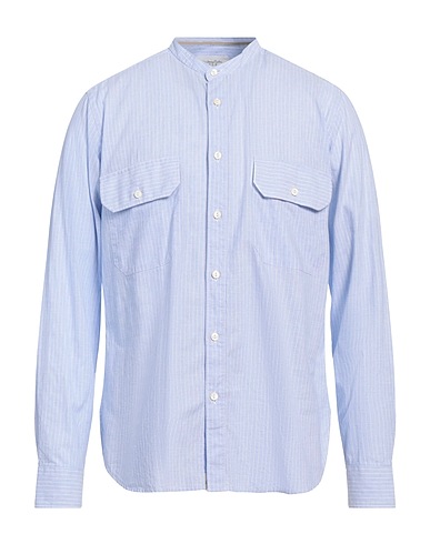 TINTORIA MATTEI 954 Striped shirt Sky blue 70% Cotton, 30% Linen