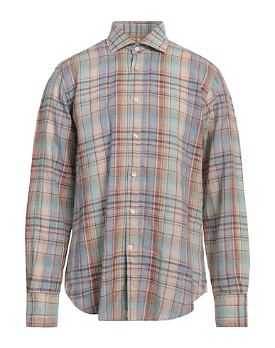 TINTORIA MATTEI 954 Camicia a quadri Beige 100% Lino