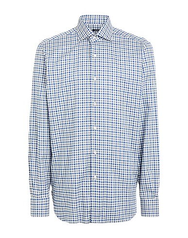 BARBA Napoli Checked shirt Navy blue 100% Cotton