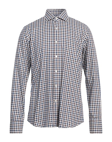 GRIGIO Checked shirt Navy blue 100% Cotton
