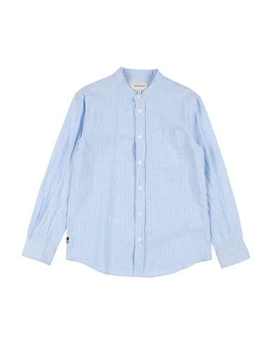 WOOLRICH Patterned shirt Sky blue 87% Cotton, 13% Linen