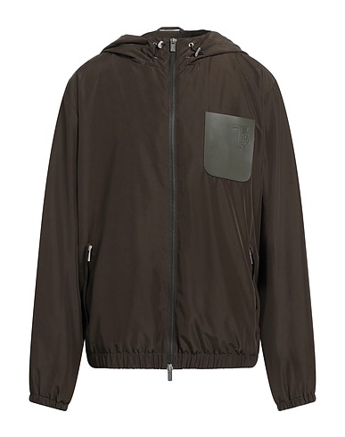 TOD'S Jacket Military green 100% Polyester, Cow leather