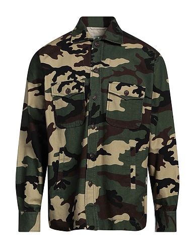 TINTORIA MATTEI 954 Camicia fantasia Verde militare 100% Cotone