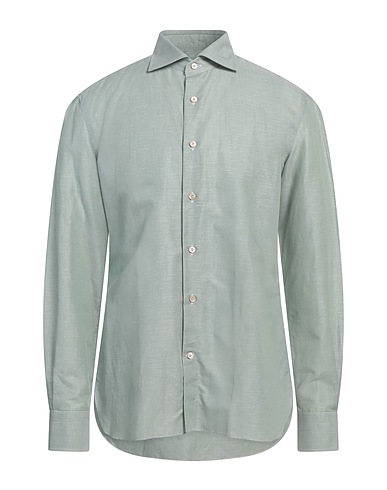 ERRICO FORMICOLA Napoli Solid colour shirt Sage green 67% Cotton, 33% Linen