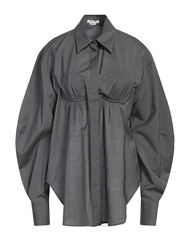ALESSANDRO VIGILANTE Camicia a righe Grigio 97% Lana Vergine, 2% Poliestere, 1% Elastan