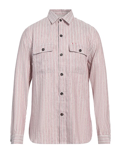ISAIA Linen shirt Burgundy 60% Linen, 22% Cotton, 18% Silk
