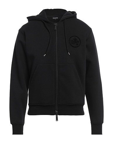 DSQUARED2 Hooded track jacket  Black 67% Cotton, 33% Polyester, Elastane