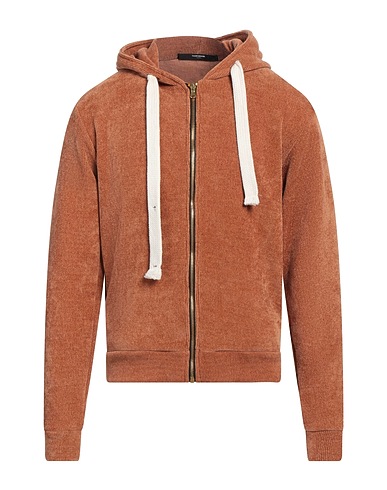 TAKESHY KUROSAWA Hooded track jacket  Camel 95% Polyester, 5% Elastane