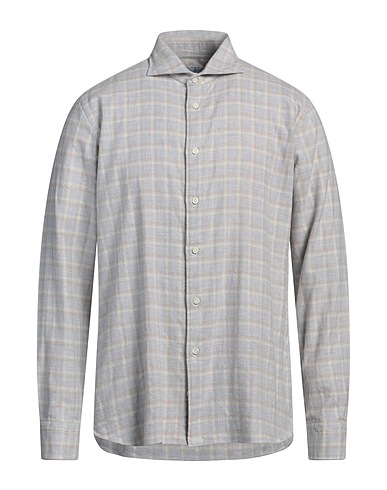 TRUZZI Checked shirt Light grey 100% Cotton