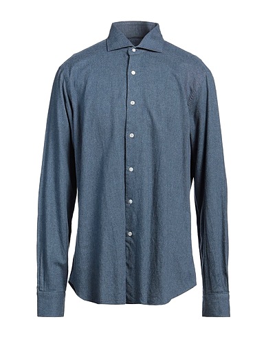 BARBA Napoli Solid color shirt DANDY LIFE Slate blue 100% Cotton