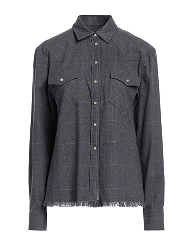 ELEVENTY Checked shirt Grey 99% Cotton, 1% Polyamide