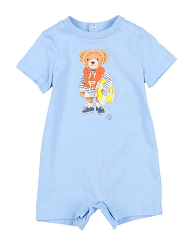 POLO RALPH LAUREN Baby jumpsuit  POLO BEAR COTTON JERSEY SHORTALL Light blue 100% Cotton