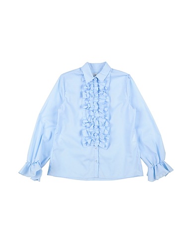VICOLO Solid colour shirts & blouses GIRL Sky blue 71% Cotton, 25% Polyamide, 4% Elastane