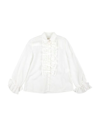 VICOLO Solid colour shirts & blouses GIRL White 71% Cotton, 25% Polyamide, 4% Elastane