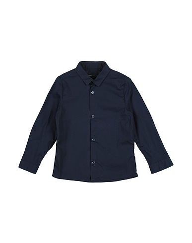 DANIELE ALESSANDRINI Solid colour shirt Navy blue 97% Cotton, 3% Elastane