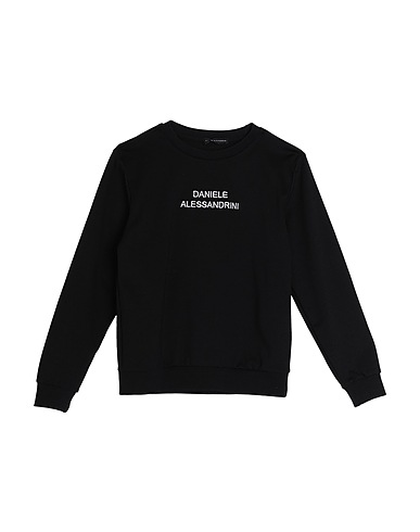 DANIELE ALESSANDRINI Sweatshirt Black 65% Viscose, 30% Nylon, 5% Elastane