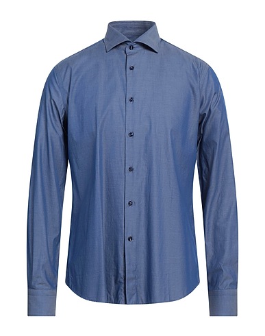 BERRY London Solid colour shirt Blue 100% Cotton