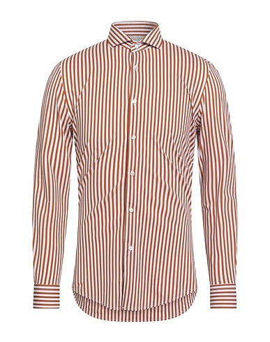 BRIAN DALES Striped shirt NATURAL LOW IMPACT Camel 87% Polyamide, 13% Elastane