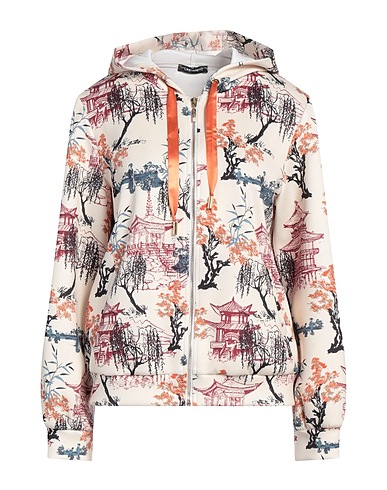 CRISTINAEFFE Hooded sweatshirt Ivory 91% Polyester, 9% Elastane