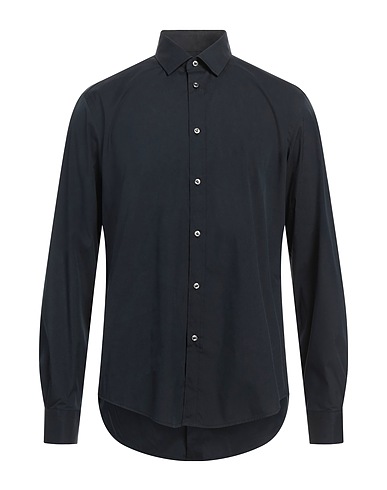 BRIAN DALES Solid color shirt BLU NOTTE 80% Cotton, 15% Polyamide, 5% Elastane