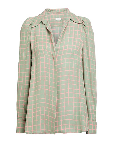 DRIES VAN NOTEN Checked shirt Sage green 100% Viscose