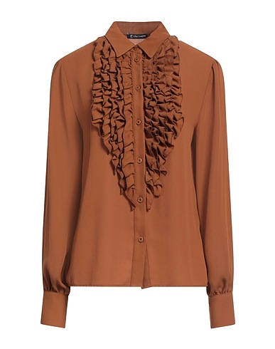 CRISTINAEFFE Solid colour shirts & blouses Brown 100% Polyester