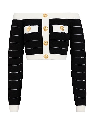 BALMAIN Top Black 87% Viscose, 12% Polyester, 1% Elastane