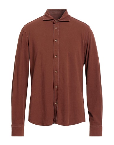 CIRCOLO 1901 Solid colour shirt Chocolate brown 94% Cotton, 6% Elastane