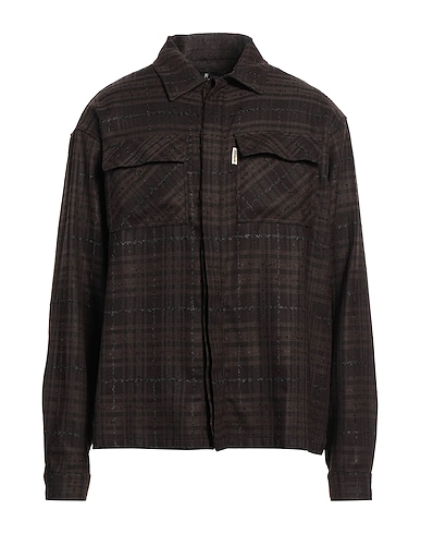 REPRESENT Checked shirt Dark brown 44% Polyester, 26% Cotton, 23% Viscose, 7% Polyacrylic