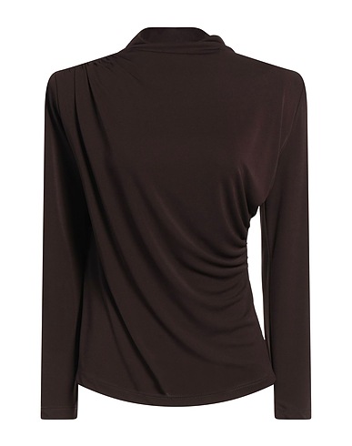 CRISTINAEFFE T-shirt Dark brown 95% Polyester, 5% Elastane