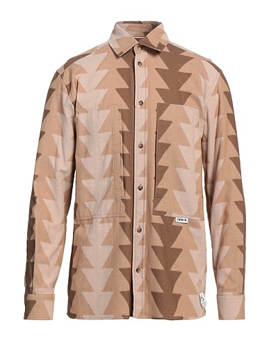 BERNA Patterned shirt Sand 100% Cotton
