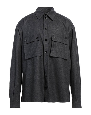 DOLCE&GABBANA Solid colour shirt Charcoal 100% Wool