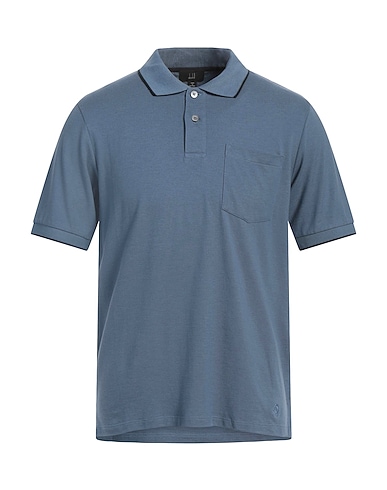 DUNHILL Polo shirt Slate blue 70% Cotton, 30% Mulberry silk