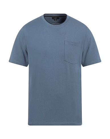 DUNHILL T-shirt Slate blue 70% Cotton, 30% Mulberry silk