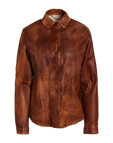 THE JACK AND JACKIE LEATHERS Solid colour shirts & blouses Brown 100% Leather